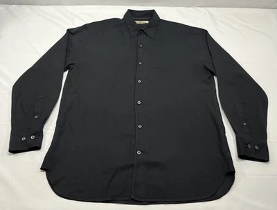 Tommy Bahama Mens M Black Textured Silk Long Sleeve Button Up Shirt Dress Casual - Image 1 of 4