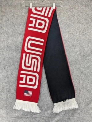 Cachecol Team USA Olympics acrílico vermelho preto franjas inverno Torino 2006 raízes - Imagem 1 de 4