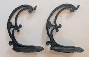 2 Vintage Cast Iron Wall Bracket Plant Hook Hat Coat Holder 6" Antique Original - Picture 1 of 5
