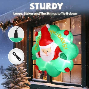 4 FT Lighted Christmas Inflatable Santa Blow Up Hanging Home Window Decoration - Picture 1 of 8