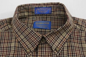 Camisa de franela de lana virgen Sir Pendleton vintage abotonada para hombre talla XL a cuadros - Imagen 1 de 8