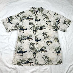 Camisa Reel Legends Para Hombre XL Pez Palmera Estampado Completo Abotonado Manga Corta - Imagen 1 de 8