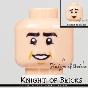 LEGO Minifigure Head LIGHT FLESH Male Dual Low Mouth Smile / Worried - Picture 1 of 4