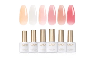 Milky White Jelly Nude Gel Nail Polish Set, 6 Transparent Colors Sheer Pink Oran - Picture 1 of 6