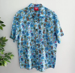 Lowes Mens Size L Short Sleeve Casual Party Shirt Blue Tropical Bright - Picture 1 of 8