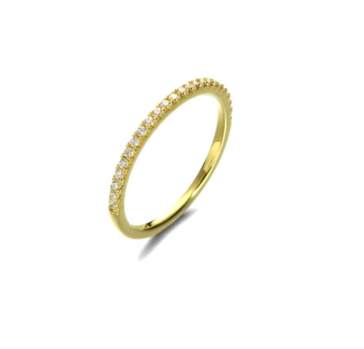 Anillo de circonita cúbica 2 mm fino enchapado en oro de 18 quilates mujer niña eternidad infinito para siempre amor XJ34 Foto 1 de 4