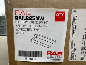 NEW RAB Rail 225W 4000K LED 120V-277V 0-10V Dimming White Frosted 23543 Lumen - Picture 1 of 15
