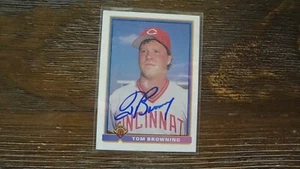 CARTOLINA DA BASEBALL AUTOGRAFATA BOWMAN TOM BROWNING 1991 - Foto 1 di 2