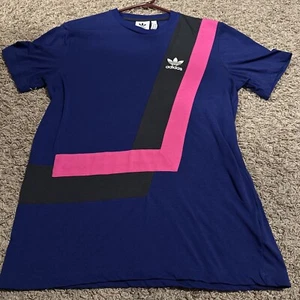 Adidas Originals Men's Medium Trefoil Short Sleeve Tee T-Shirt Blue Gray Pink - Picture 1 of 5