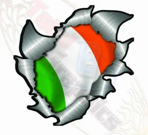 130MM Metal Rip Torn Open Irish Flag Sticker Car Landy 4X4 Truck - Picture 1 of 1