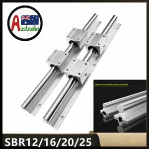 2/4X SBR16/20/12/25 Linear Rail 200mm-3000mm+4/8X SBR12/16/20/25UU Bearing Block - Picture 1 of 14