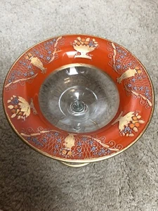¡Compota de vidrio antigua art deco con flores esmaltadas en cestas! - Imagen 1 de 9