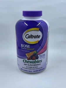 Caltrate Chewables 600 +D3 Plus Minerals Calcium and Vitamin D Sugar Free 155 Ct - Picture 1 of 4
