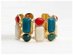 Kate Spade New York 'dazzle drops' line bracelet 7.5” amazing cuff red blue gold - Picture 1 of 11