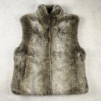 Hermoso chaleco de piel sintética Blassport para mujer grande marrón cremallera reversible mafia esposa Foto 1 de 4