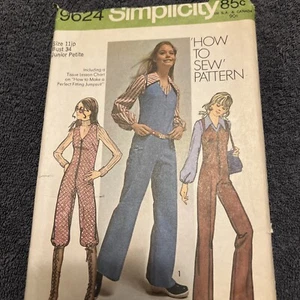 1970’s Vintage Simplicity 9624 Junior Petite Jumpsuit SZ 11Jp Bust 34 Cut/uncut - Picture 1 of 12
