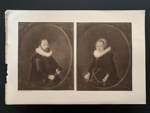 Vintage 1924 Thomas de Keyser "Portrait d'Homme et Portrait de Dame" Print - Picture 1 of 3