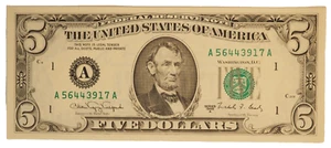 1988 **A**    $5 FEDERAL RESERVE**CRISP UNC BOSTON NOTE ** FREE SHIPPING S2424 - Picture 1 of 2