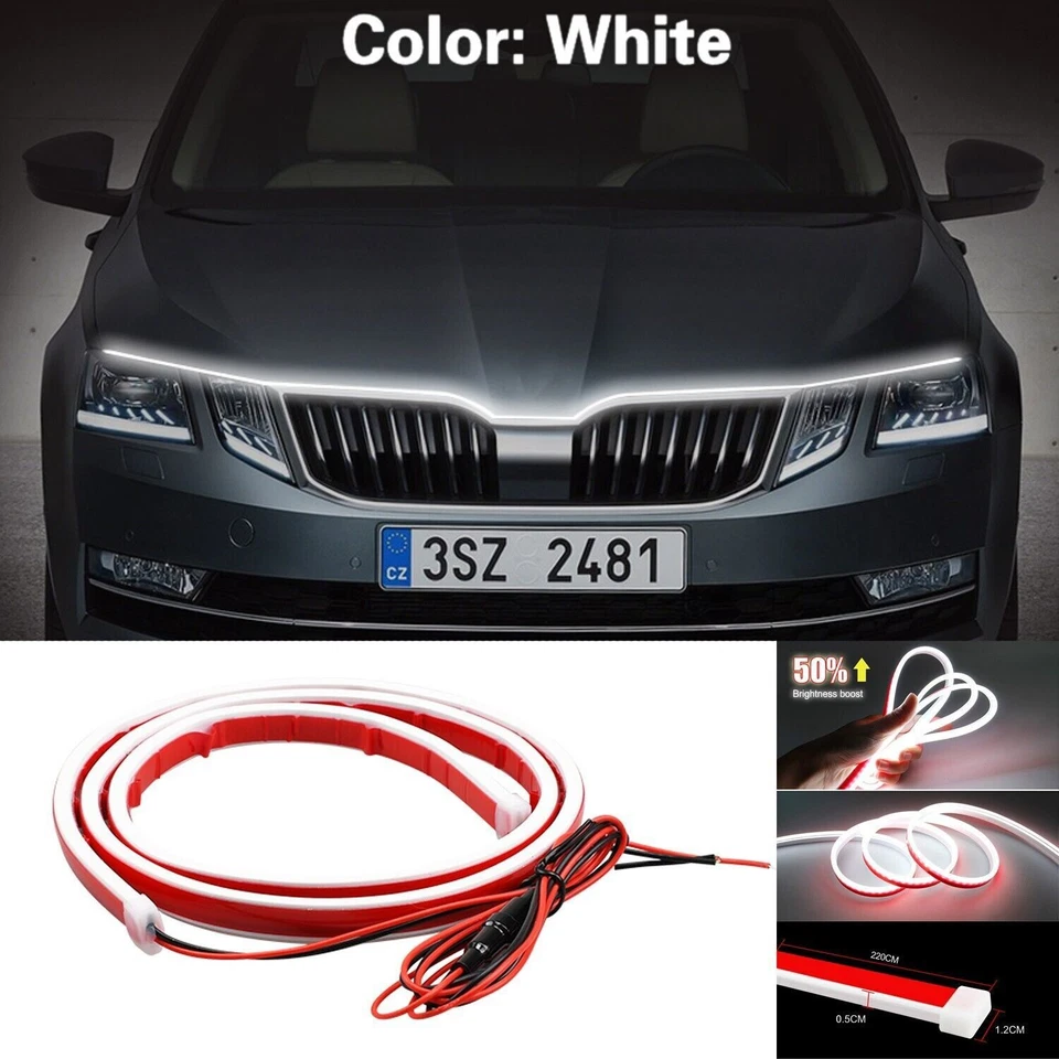 Hood LED Daytime Running Light Strip Flexible Lamp 1pcs For Skoda Octavia Foto 1 de 4
