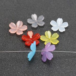 100 Mixed Jelly Color Acrylic Flower Bead 25mm Center Hole DIY Jewelry Charms