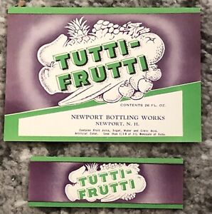 Soda Bottle Labels Vintage Original 1960's Tutti-Fruitti Newport New Hampshire