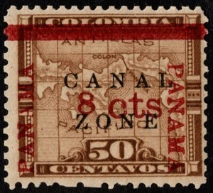 Canal Zone Stamp Scott # 14 Mint NH F-VF - 8 Cents on 50 Cents Surcharged Issue - Picture 1 of 1