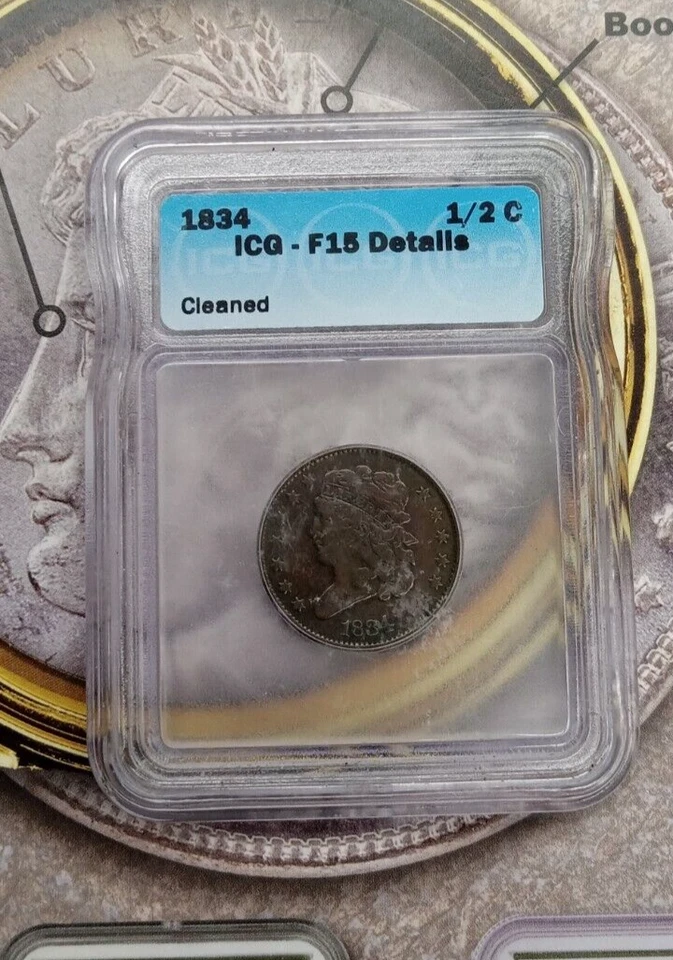 1834 ICG F15 DETAILS 1/2 C CLEANED TP-6666 - Image 1 of 2