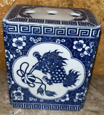 VINTAGE CHINESE BLUE and WHITE PORCELAIN FOO DOG OPIUM PILLOW