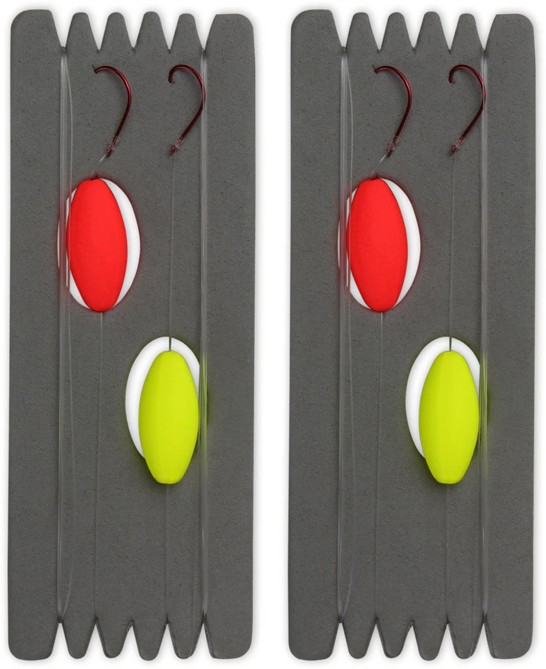 4 Forellen-Vorfächer aus Fluorocarbon mit Aufwickler, Pilotkugel und Angelhaken - Bild 1 von 1