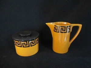 Portmeirion Greek Key Cream and Covered Sugar Bowl Made in England - Picture 1 of 1