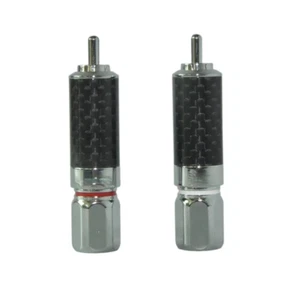 4PCS RCA Plug Male Soldering Audio Speaker Amp Grade Connector with Carbon Fiber - Picture 1 of 8