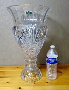 HUGE SHANNON IRISH 24% LEAD CRYSTAL VASE 16" EXCELLENT VINTAGE - Picture 1 of 6