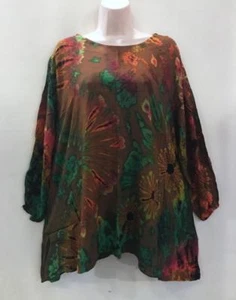 Sacred Threads Hippie Boho Festival Big Sharkbite Mudmee Tie Dye Top 218706 B - Picture 1 of 2