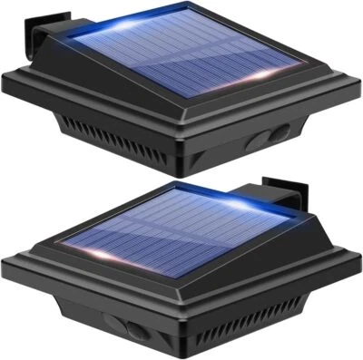 2Pieces 40LED Outdoor Solar Lights Solar-Powered LED Garden Wall Lamp Waterproof - Image 1 of 4