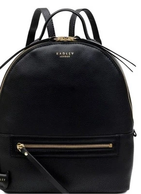 RADLEY BLACK LEATHER BACKPACK, V G CONDITION - image 1 of 4
