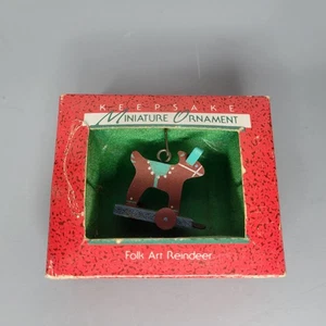 1988 Folk Art Reindeer ~ Rustic, Made of Wood ~ Hallmark Miniature Ornament- NIB - Picture 1 of 2