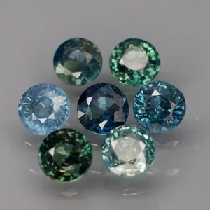 Round 4 mm.Ravishing Color! Blue Normal Heated Sapphire Australia 7Pcs/2.70Ct. - Picture 1 of 6