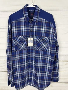 Saddlebred Flannel Shacket Mens Large Blue Tartan Quilt Lined Hike Camp Utility - Picture 1 of 6