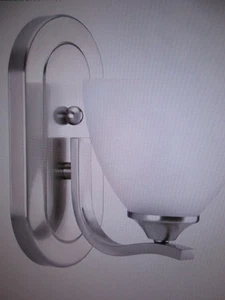 Progress Lighting Laird 1-Light Brushed Nickel Etched Glass Vanity Light - Picture 1 of 7