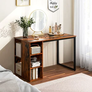 Laptop Table Writing Workstation Home Office Computer Desk w/ 5 Cubbies Rustic - Picture 1 of 9