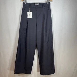 Pantaloni plissettati The Frankie Shop taglia large Desta pantaloni sartoriali ardesia scura nuovi con etichette - Foto 1 di 24