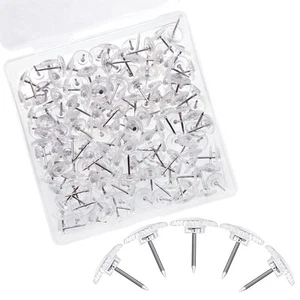 200 Pieces Clear Push Pins Thumb Tacks Transparent Head Cork Board Flat Pushp... - Picture 1 of 1