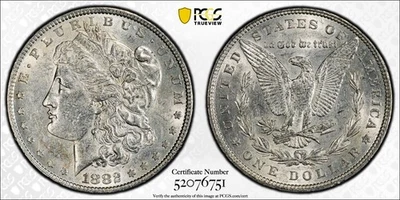 1882 Morgan Silver Dollar PCGS AU50 Protected by Gold Shield+TrueView - Image 1 of 4