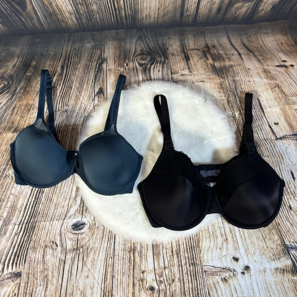 Lote 2 sujetadores Bali 38 D para mujer verde y negro push up cobertura completa con aros  Foto 1 de 4