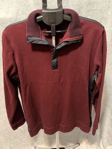 Hugo Boss Men Quarter Zip Burgundy Red Luxury Pullover Sweater Top Size Large - Picture 1 of 11