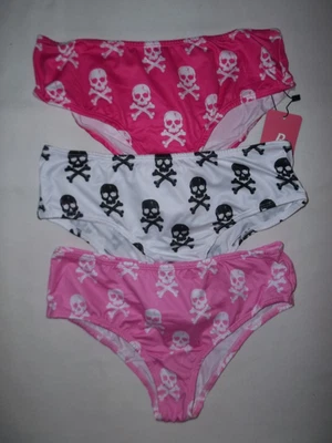 Romwe 3pk skull print cheeky panties S hot pink/white/pastel pink nwt goth - Image 1 of 2
