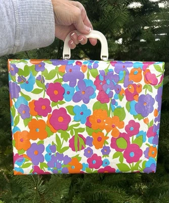 Maleta vintage de vinilo Flower Power años 70 boho hippie Foto 1 de 4