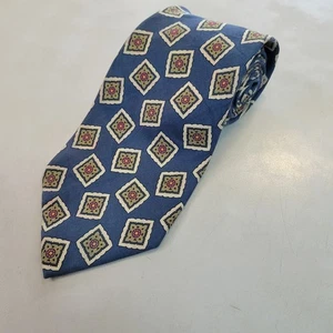 Vtg Gitman Bros Silk Necktie Blue Geometric Floral Made In USA Menswear - Picture 1 of 5