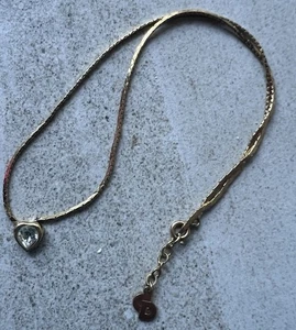 Christian Dior Strass Herz Anhänger Halskette vergoldet CD Logo 4 Reparatur C7 - Bild 1 von 9
