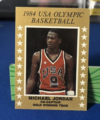 Tarjeta de equipo ganador de oro Michael Jordan de baloncesto olímpico de Estados Unidos 1984 EX Foto 1 de 2
